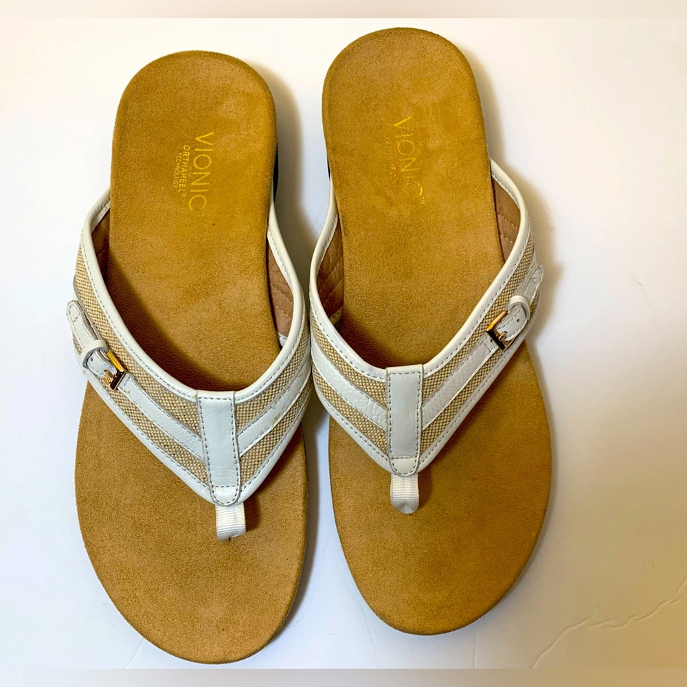 Vionic Orthaheel Marisa white Flip Flop Sandals size 11